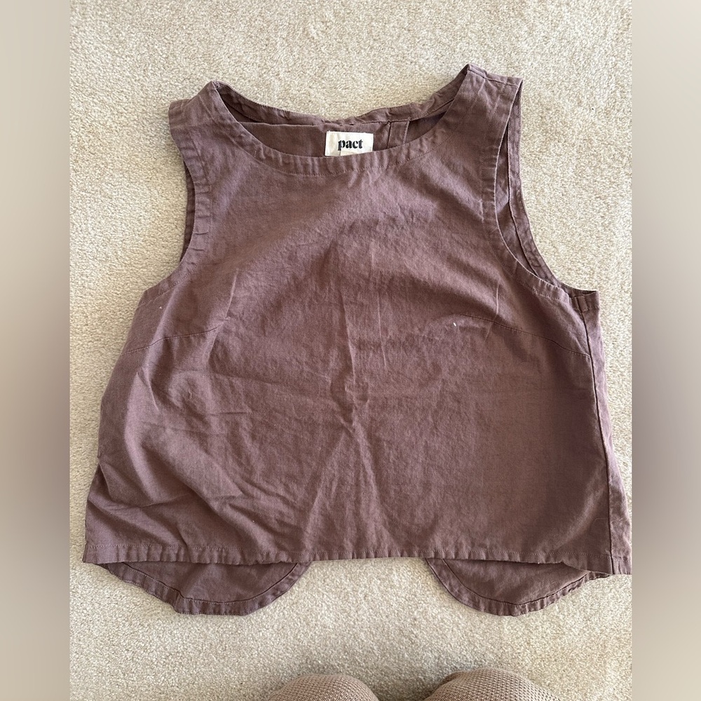 PACT organic canopy linen shirt brown- size small